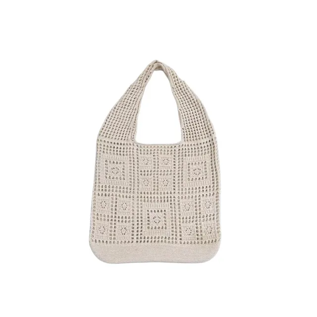 All matching Solid Color Knitted Shoulder Bag Apricot - Shop at LoveMi