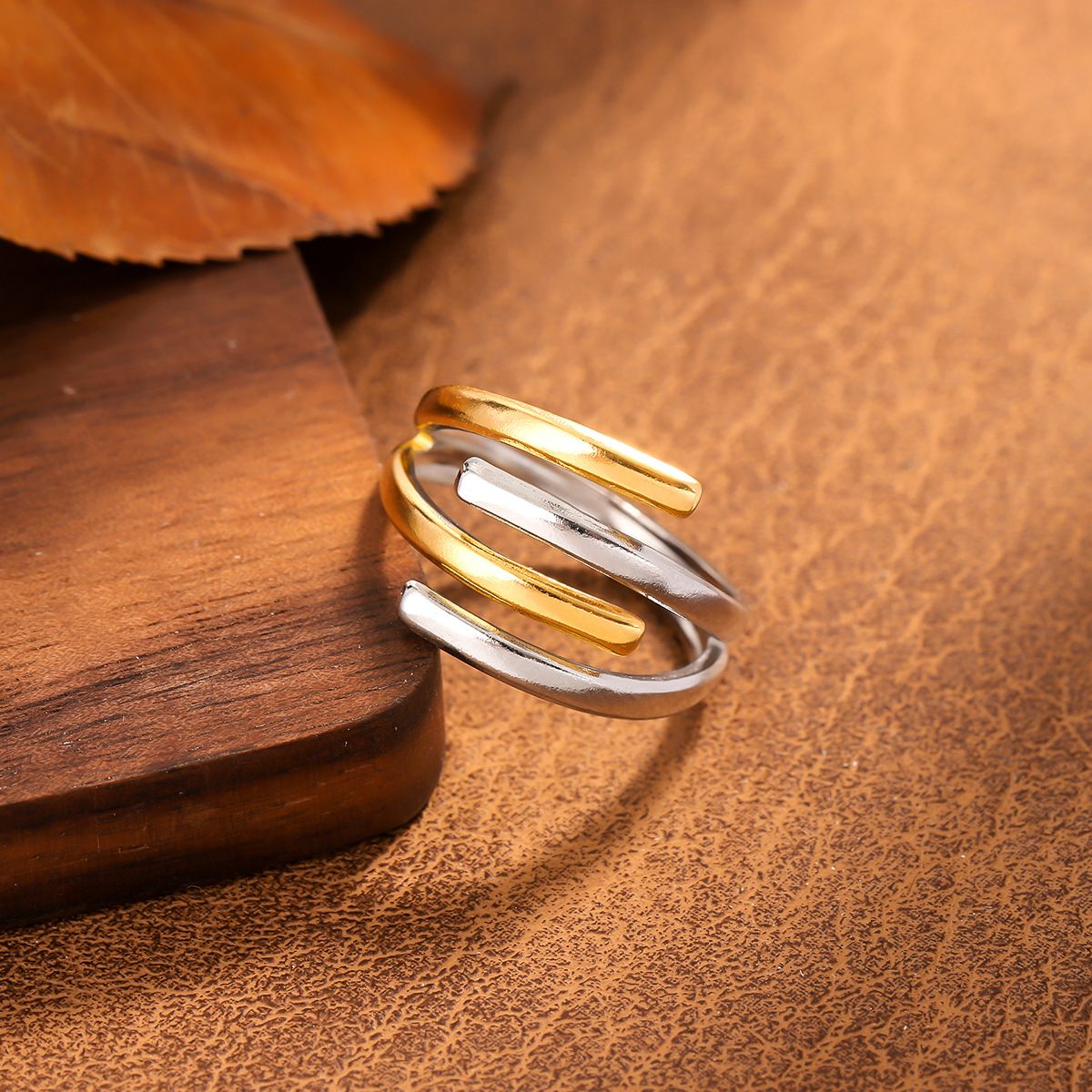 Two Tone Design Asymmetric Stainless Steel Starfish Ring, European & American Ocean Style... thumbnail 8