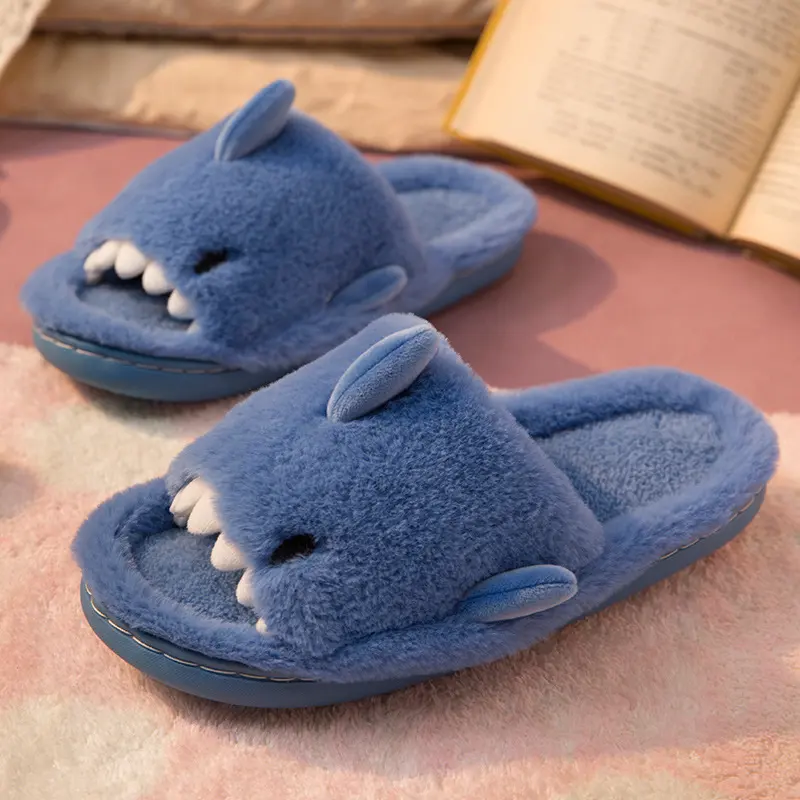 Shark Slippers Fluffy for Women Couple House Shoes Winter