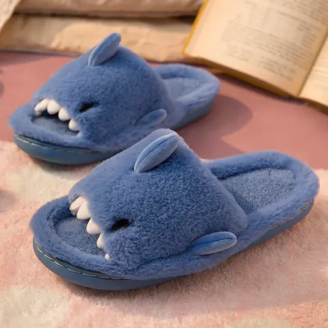 Shark Slippers Fluffy for Women Couple House Shoes Winter