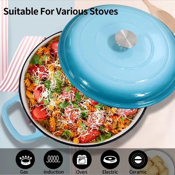 Enameled Cast Iron Dutch Oven, 3.8 Quart Dutch Oven Pot With Lid, Non Stick Cast Iron Pot, Round Oven Safe Up To, Use For Marinate, Cook, Bake And Serve 7