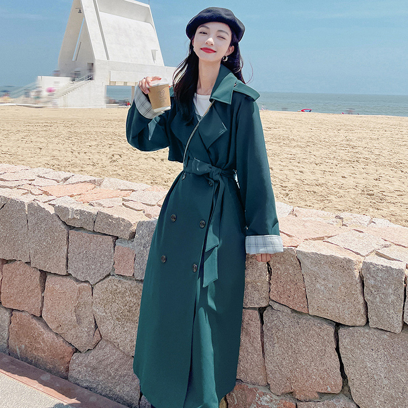 Women's Windbreaker Long Over The Knee British Style High quality Temperament Green - Shop at LoveMi