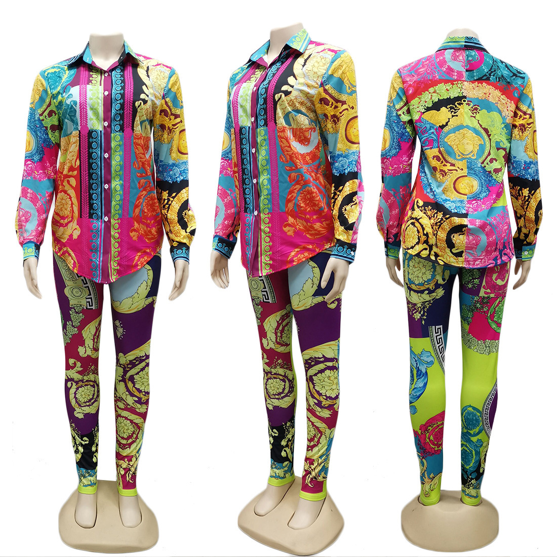 European And American Women's Digital Printing Two-piece Suit