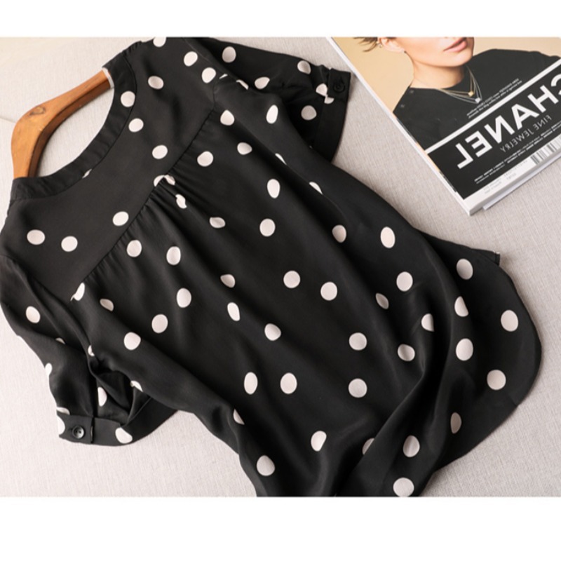 Women's V-Neck Polka Dot Print Cardigan Top Sleeves