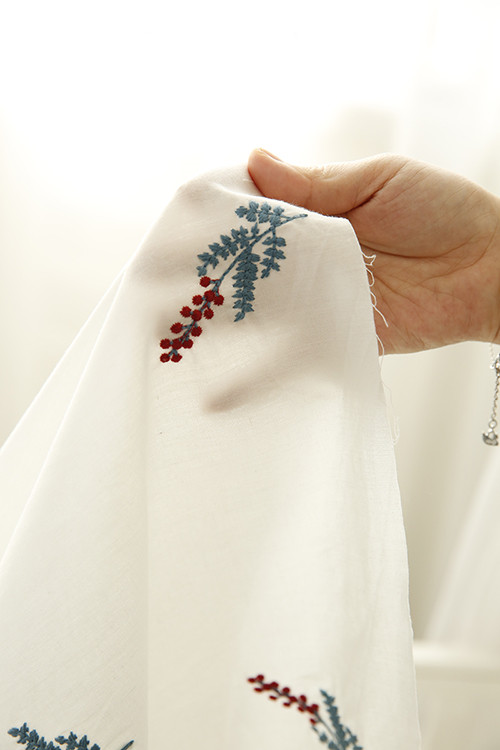 Embroidered blue flowers