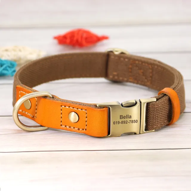 Cowhide Pet Collar Anti Lettering Lost Dog Brown - Shop at LoveMi