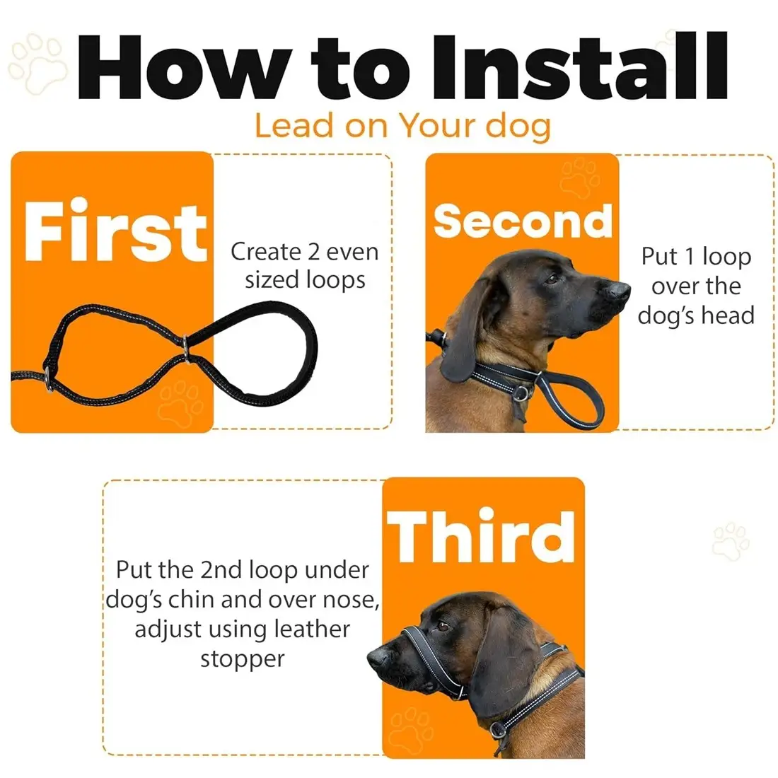 Integrated Anti-Bite Muzzle & Leash For Dogs Dog Lead Waste Bag Dispenser