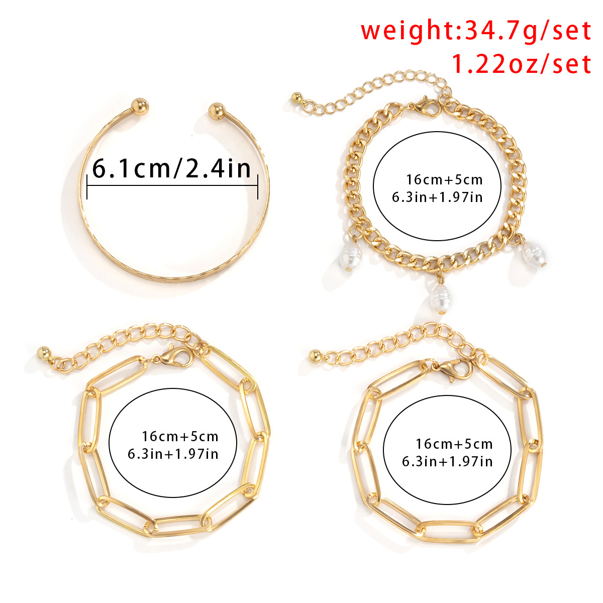 Punk Diamond  Metal Bracelet Set