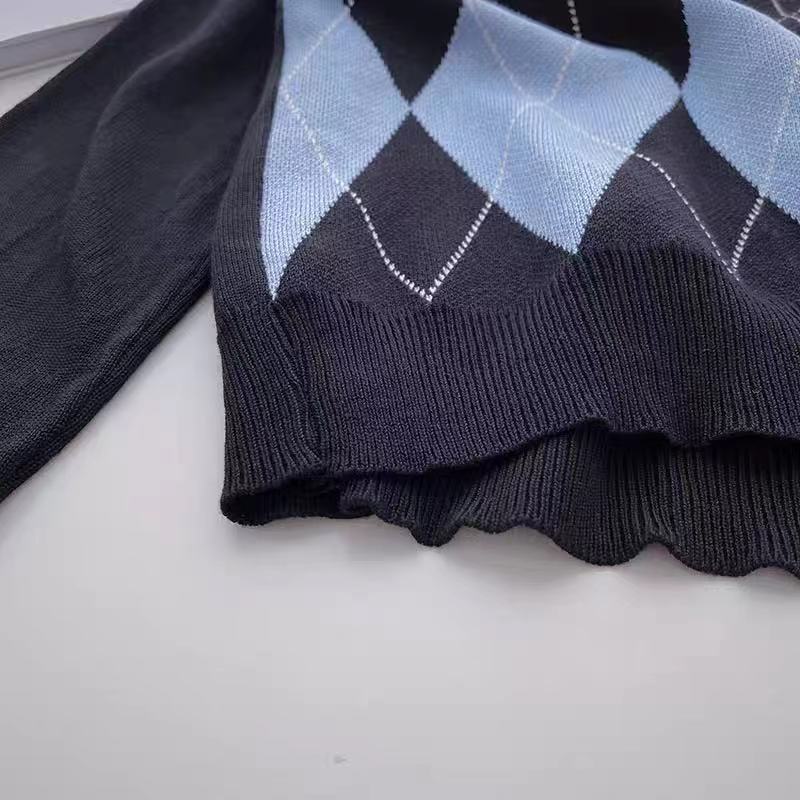 College Style Diamond Knit Sweater Women