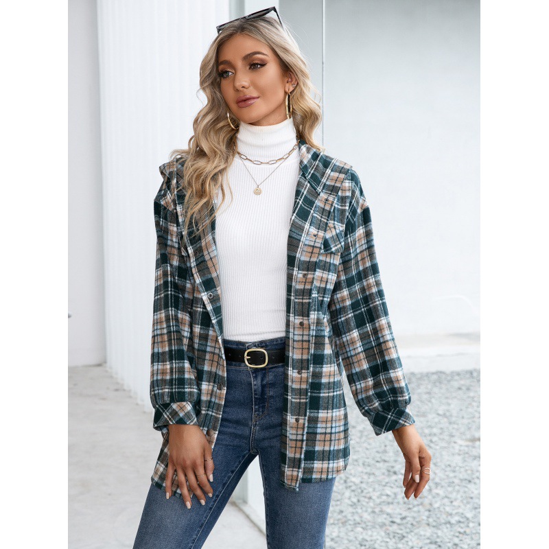 Cap Casual Cardigan Plaid Shirt Jacket Coat