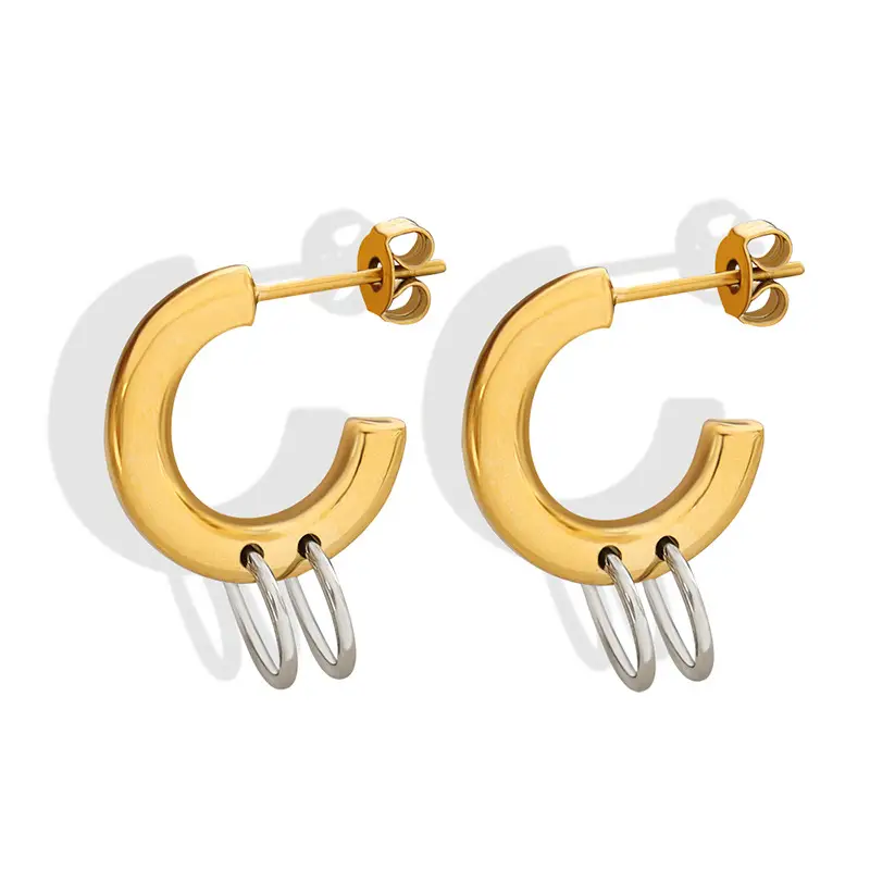 Women's Fashion Simple Personality C-shaped Geometric Splicing Earrings