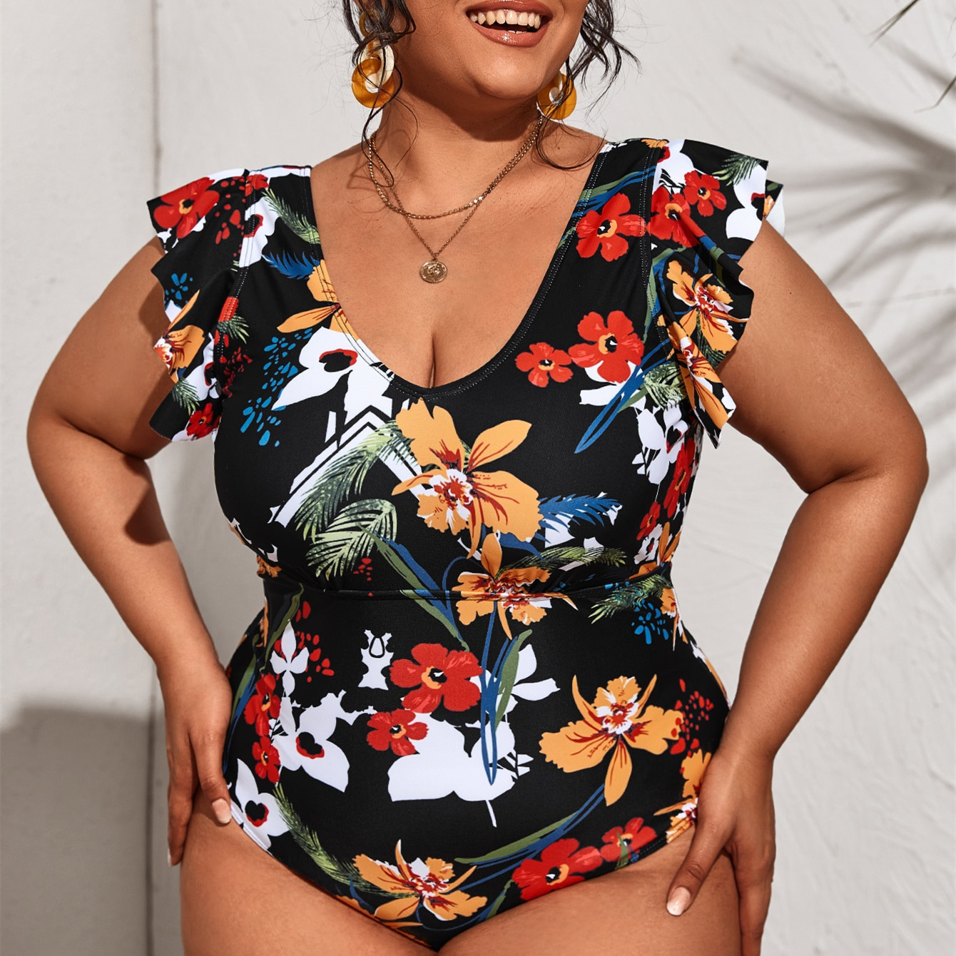 V-neck Bikini High-waisted One-piece Conservative Backless Swimsuit - Image 3