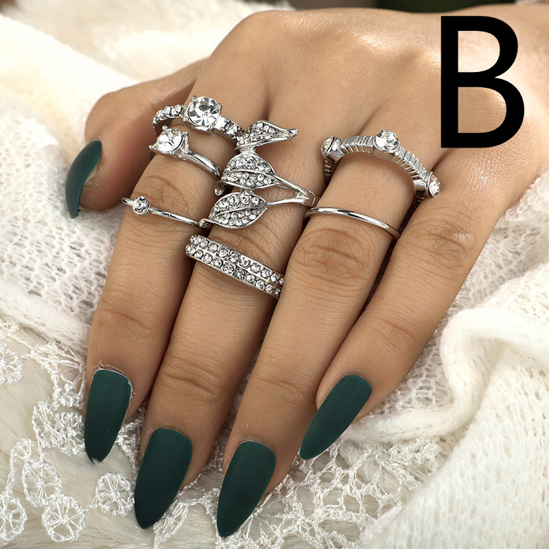 Ethnic Style New Ring Set, Geometric Cold Wind Multi-piece Combination Ring