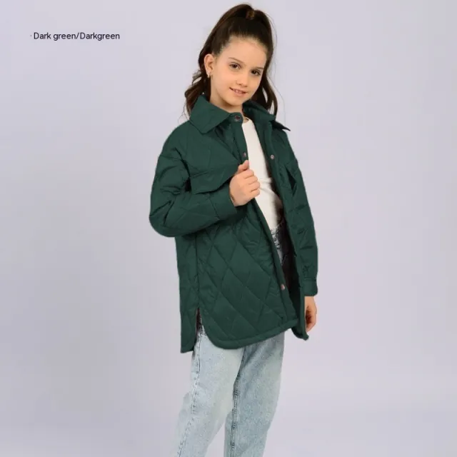 Workwear Loose Rhombus Cotton Clothing Cotton Coat Daughter Green - Shop at LoveMi