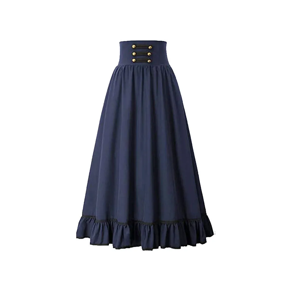 Medieval Solid Versatile Women's Half Dress - Blue