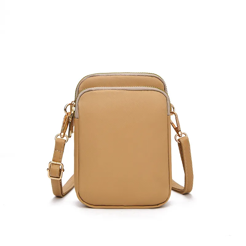 Small Shoulder Bags 3 Layers Of Pockets Mobile Phone Bag Outdoor Daily Crossbody Bag - Khaki