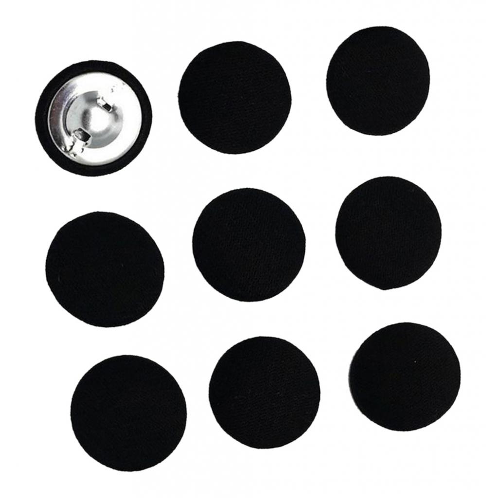 10pcs Cotton Fabric Covered Buttons Sewing Accessories For Garment Black — image 3