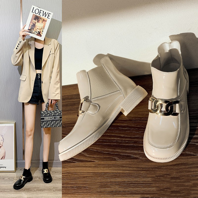 Fashion Metal Chunky Heel Fashion Ankle Boots