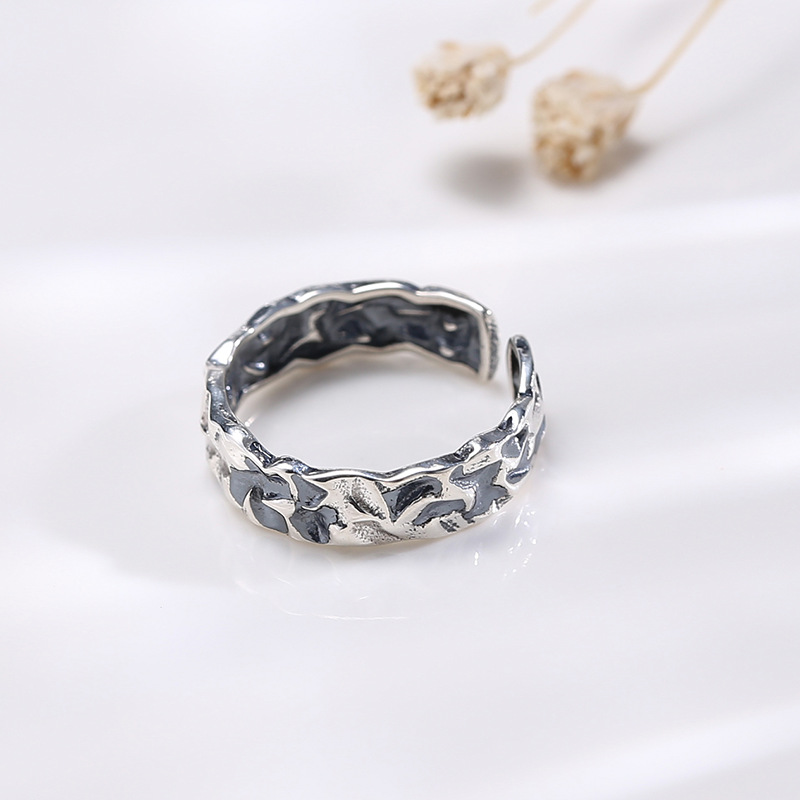 Thai Silver Couple Ring S925 Sterling Silver Fashion Men's And Women's Retro Jewelry
