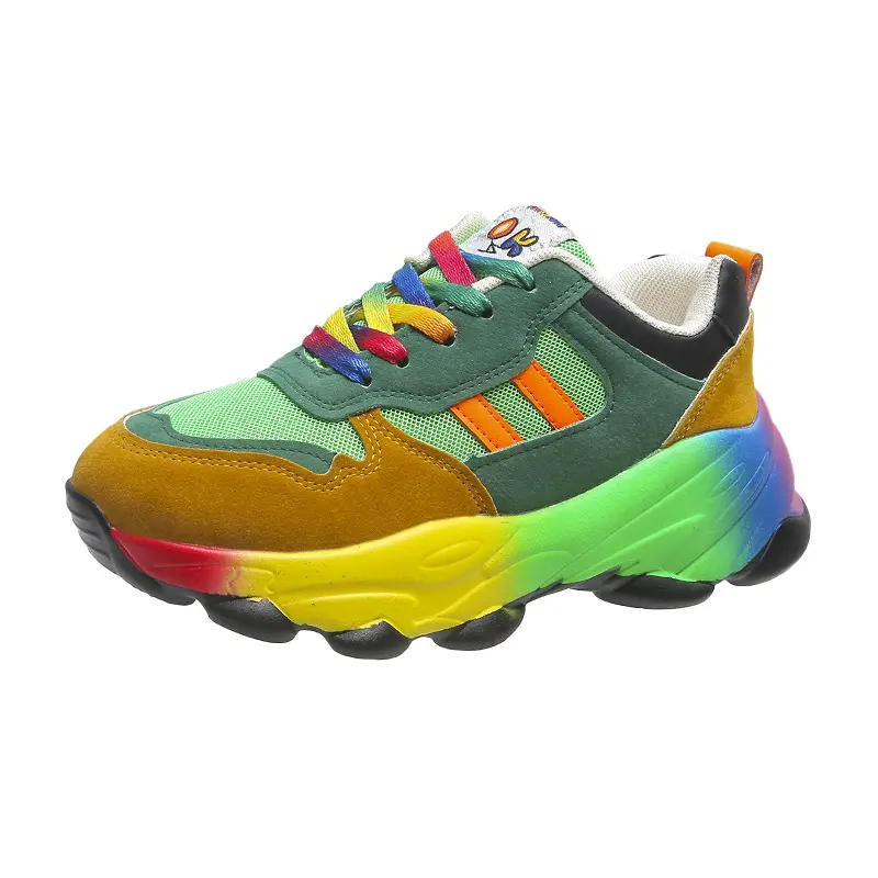 Women's Fashion Thick Bottom Colorful Front Lace-up