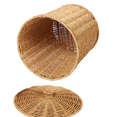 Title 2, Imitation Rattan Storage Bucket With Lid