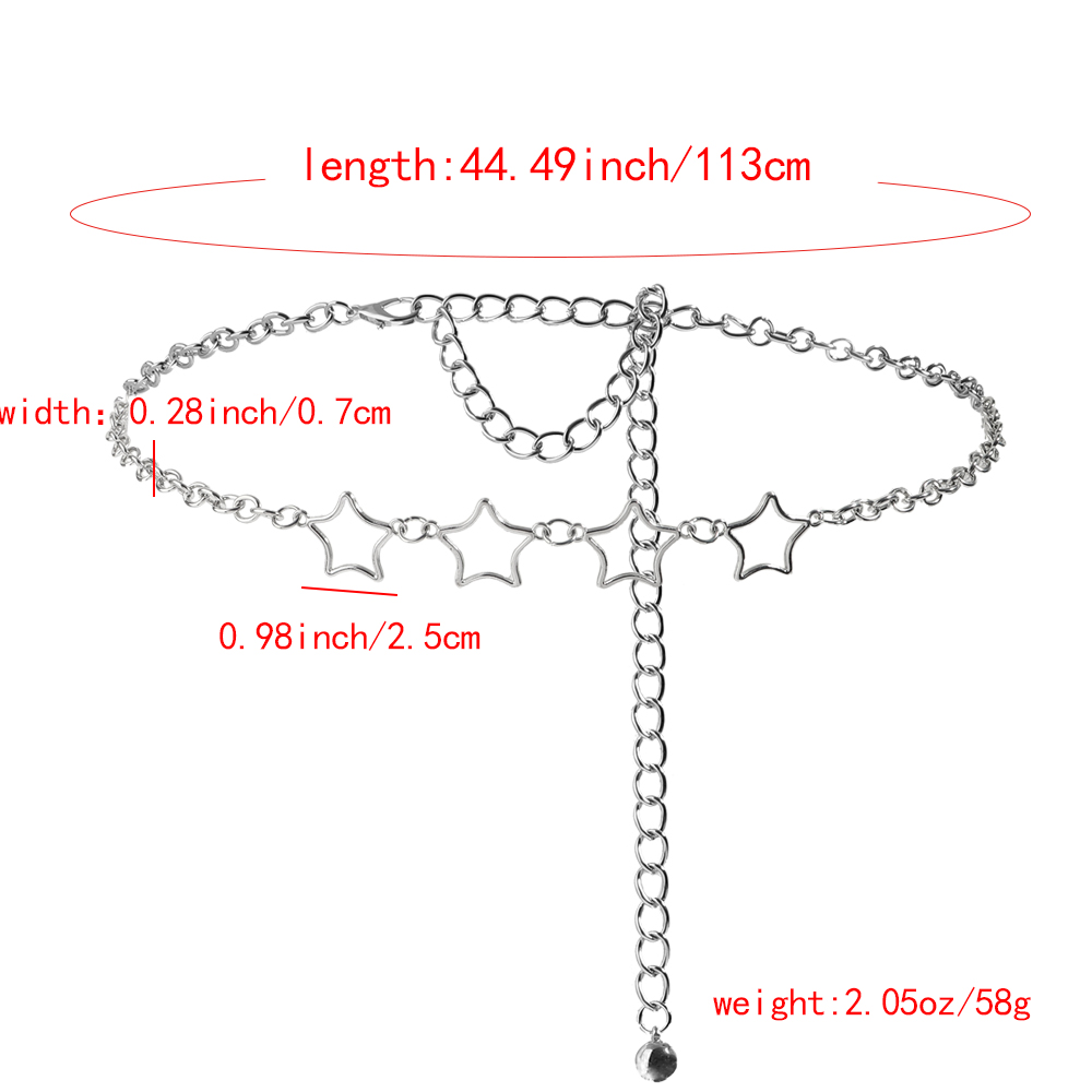 Simple Fashion Men And Women Star Metal Waist Chain Sexy Cutout Five-pointed Star Body Chain Jeans Dress Accessories