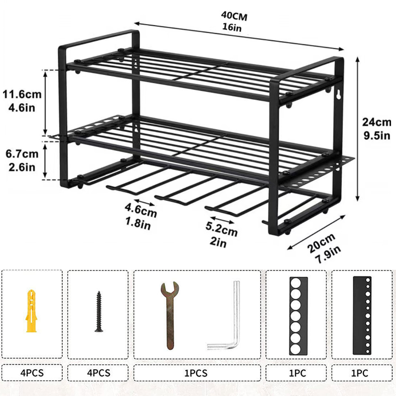 Power Tool Storage Electric Drill Rack Wall Mount Workshop Garage Tool Organizer