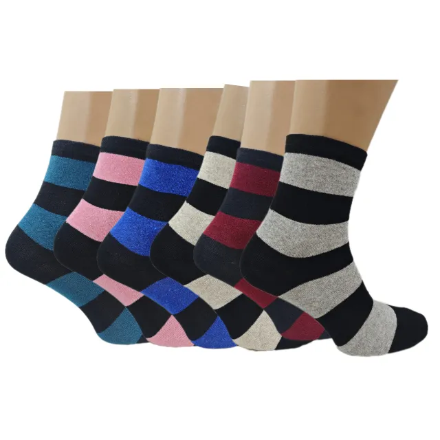 Womens Colourful Striped Socks Pack Of 6 12 24 Pairs 6Pairs - Shop at LoveMi