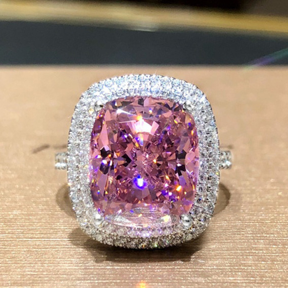 Title 5, Bague carrée élégante en zircon avec micro-sert...