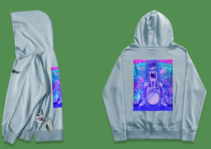 Title 12, Essential hoodie with inkjet steam wave