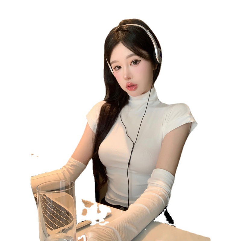 Half high Collar Short sleeved T shirt Pure Desire Slim Fit Inside White - Shop at LoveMi