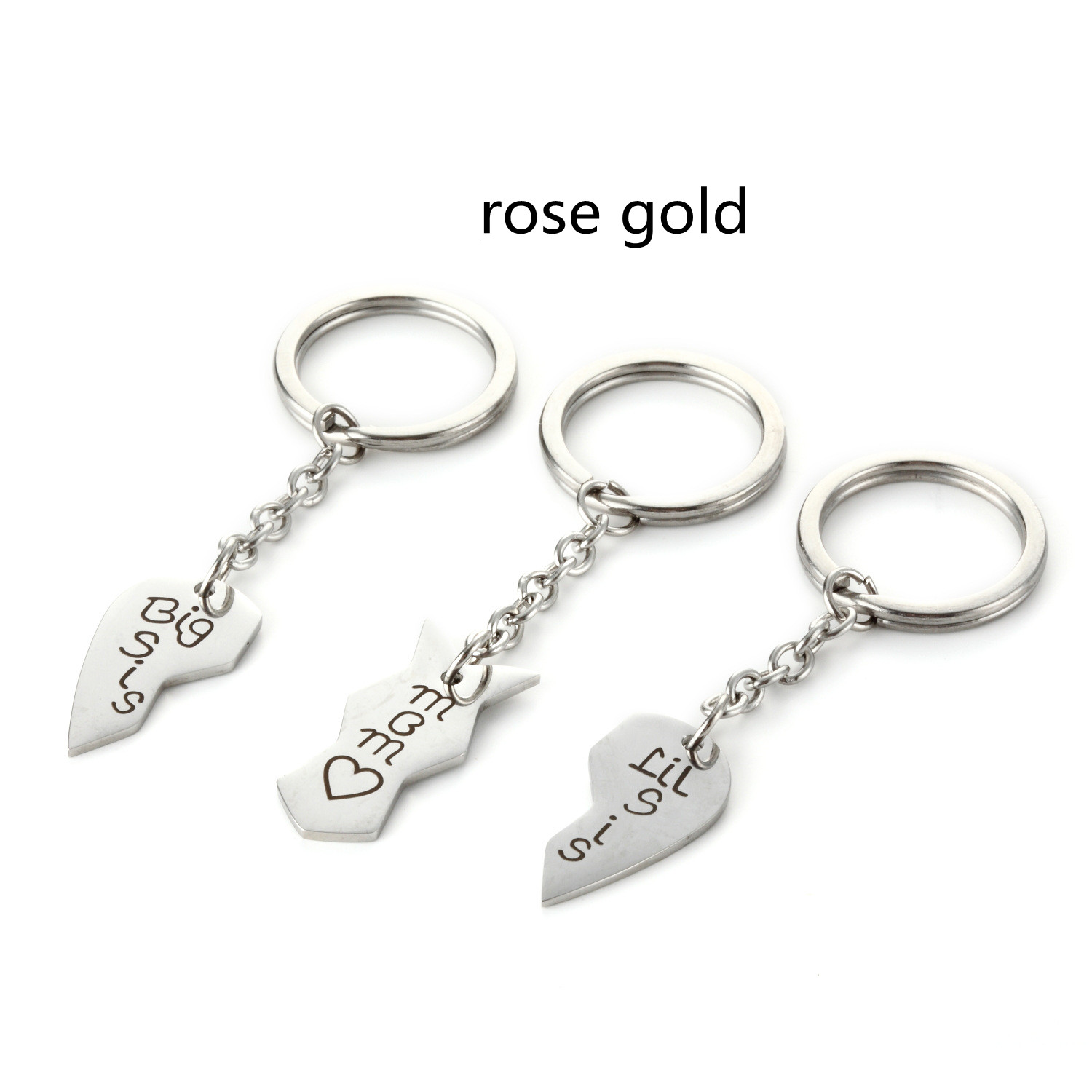 Stainless Steel Letter Creative Keychain Rose Red - Shop at LoveMi