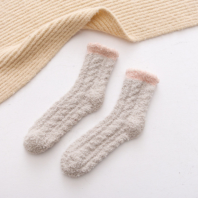 Autumn And Winter Plus Velvet Thick Towel Floor Socks