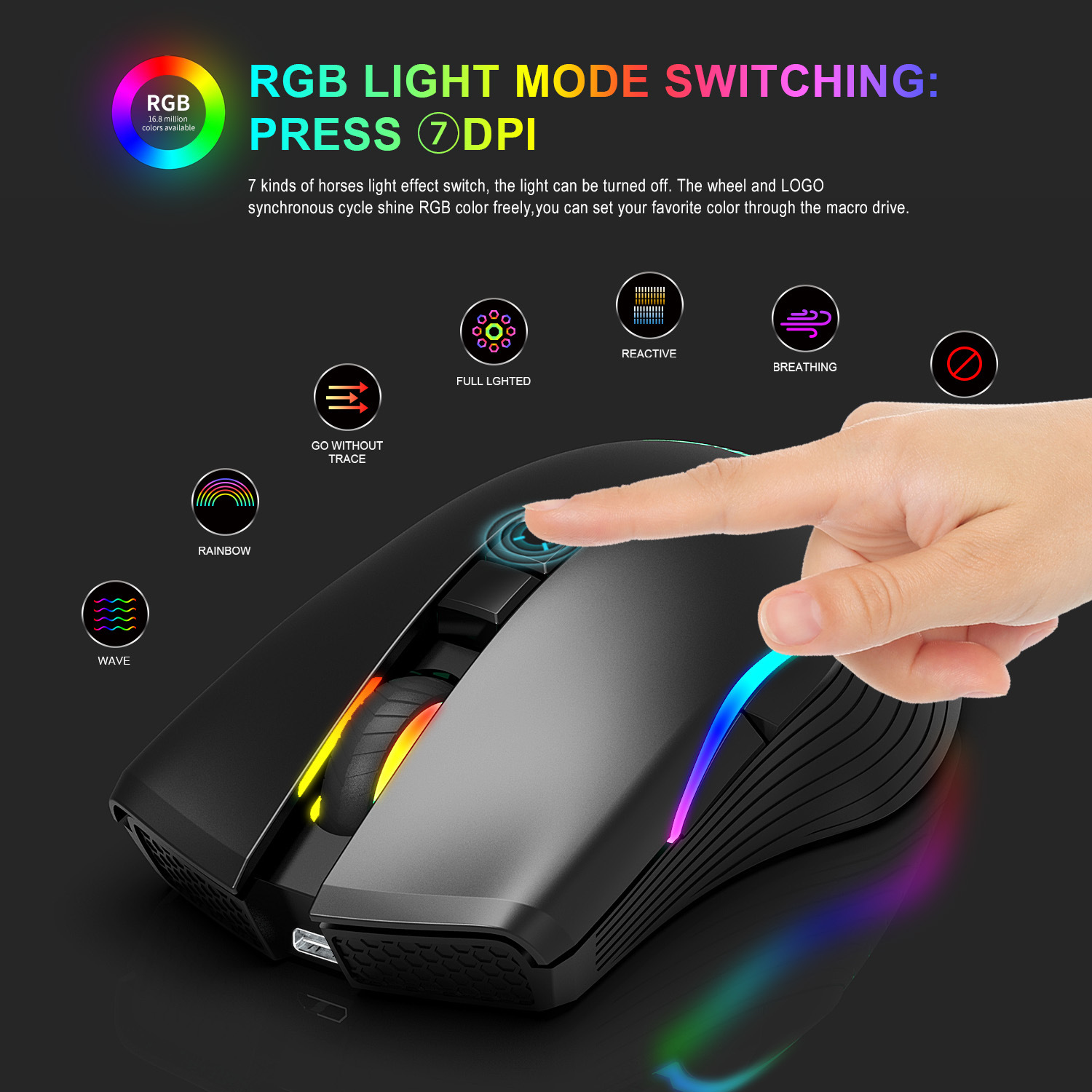 TYPE-C Interface Seven-button Gaming RGB Luminous Mouse — foto 2