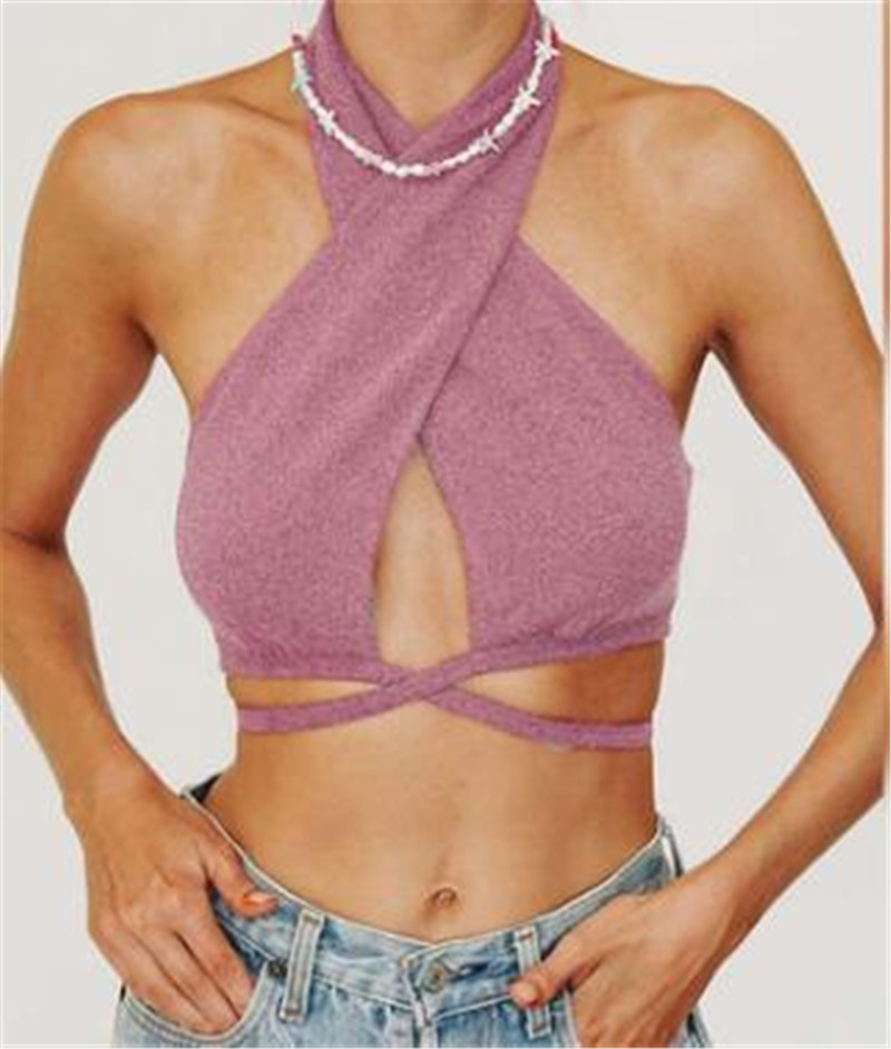 Matcha Green Sexy Hollow Halter Sling