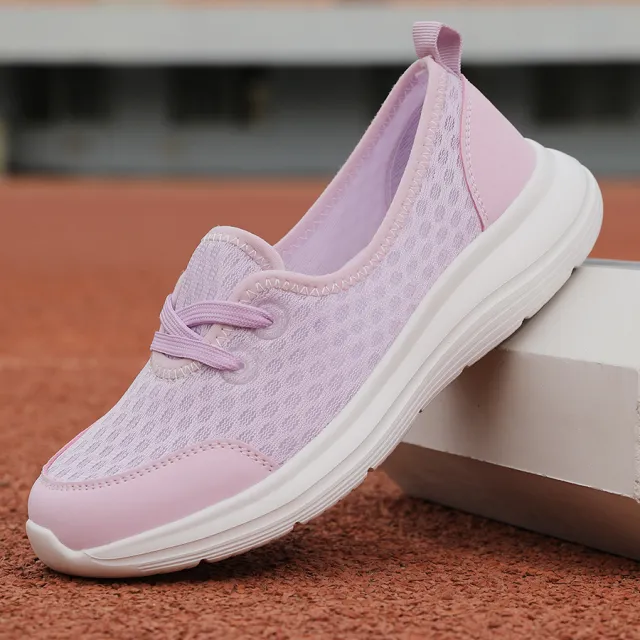 Lace up Mesh Sneakers Fashion Sports Shoes Women Solid Cozy Flats Shoes Purple - Shop at LoveMi