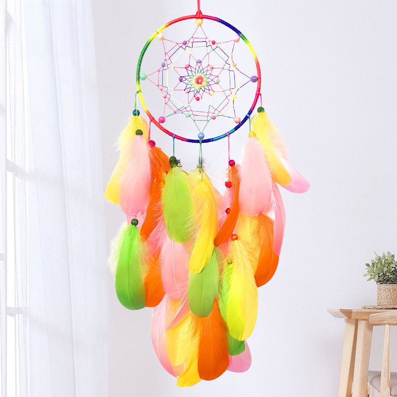 Title 5, Fashion Colorful Feather Dreamcatcher Hanging O...