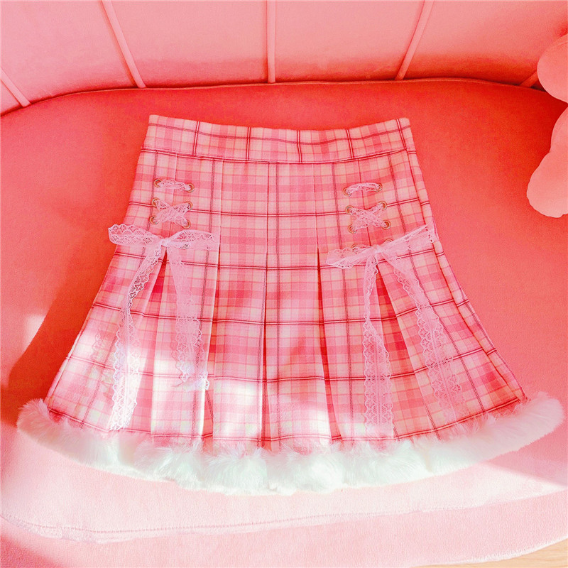 Title 4, Winter Kawaii Pleated Mini Skirt Women Korean F...