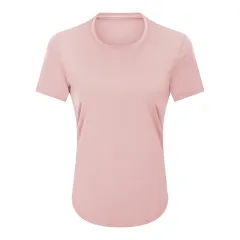Simple Loose Brushed Yoga Ladies Short Sleeves - Honey Pomelo Colour-10Yards - View 1