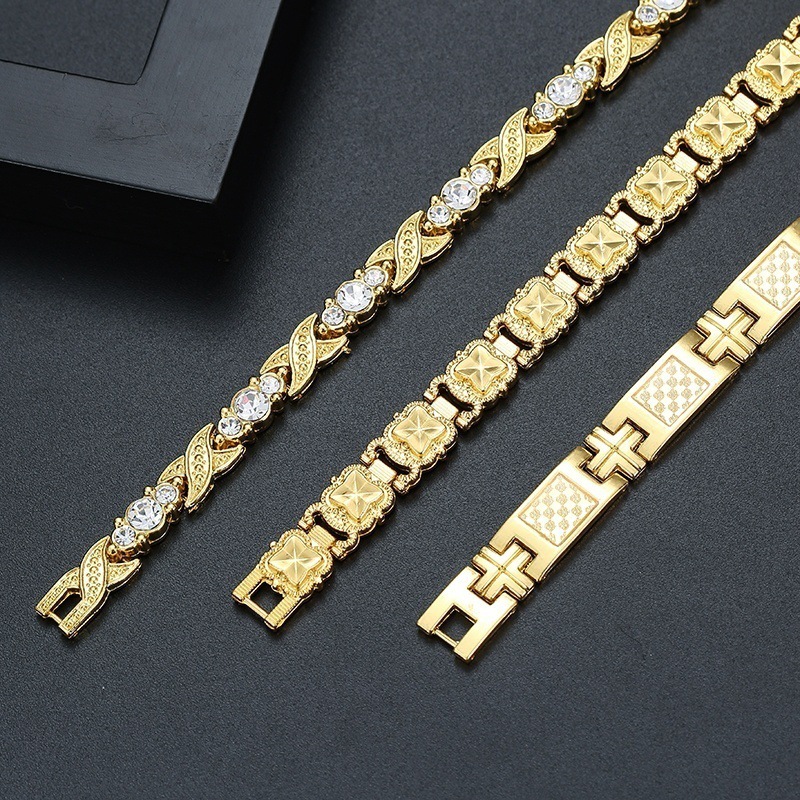 Bracelet Alloy 18K Gold Plated Magnetic Therapy Health Energy Bracelet Female Adjustable