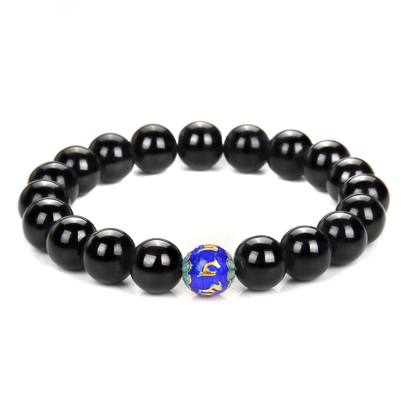 Male Enamel Beads Colorful Agate Stone Bracelet