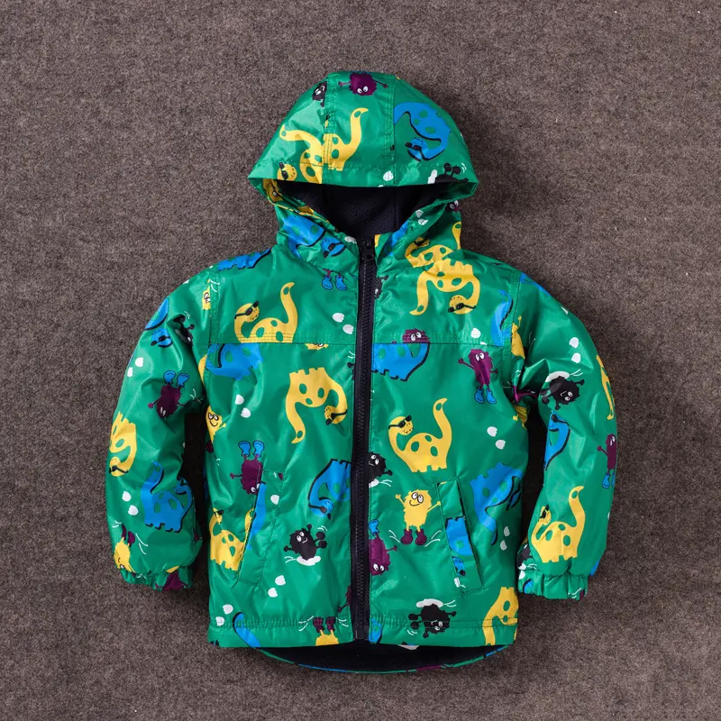 Boy's Cute Dinosaur Windproof And Rainproof Jacket