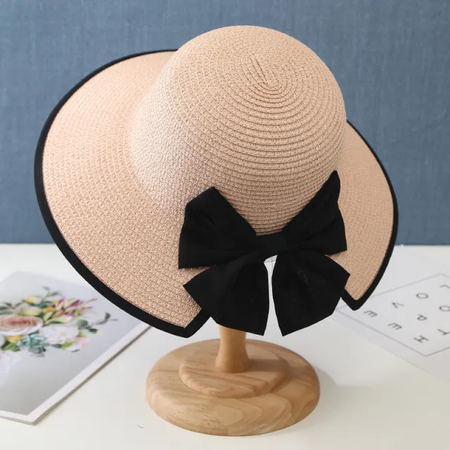 Straw Hat Women's Summer Big Along The Sun Shade Hat Beach Sun Hat Light Pink - Shop at LoveMi