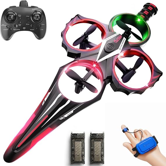 Gesture-Controlled Flying Sword RC Airplane With LED Lights,  Flips, Gravity Sensing And 3 Speeds, Red