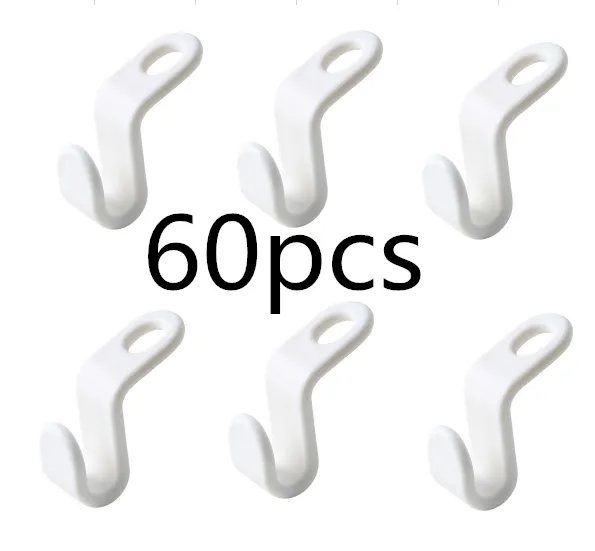 Plastic Closet Stack Hanger Rack Multi-function Wardrobe Space-saving Hanger Hook Coat Hook Bedroom Storage Wardrobe Organizer - 60Packs