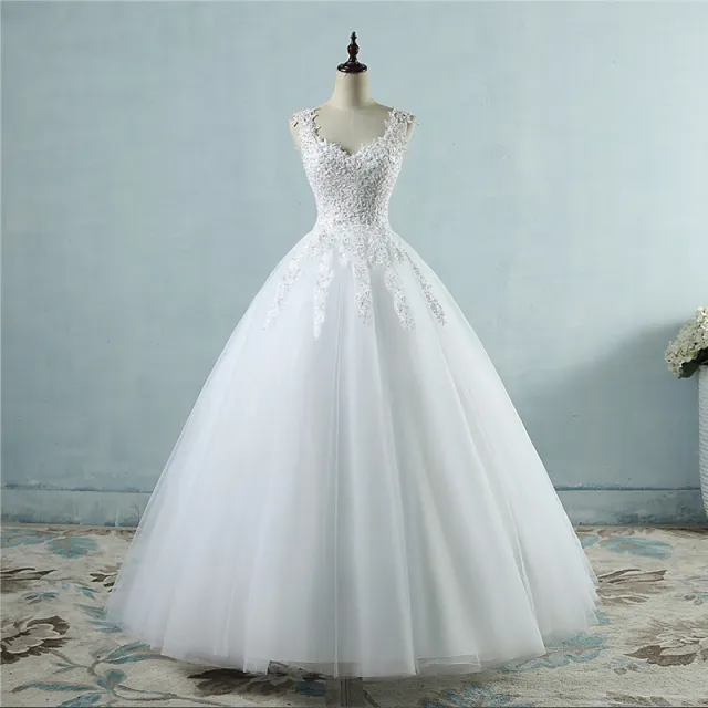 High Waist Wedding Dress With Deep V neck White - Shop at LoveMi