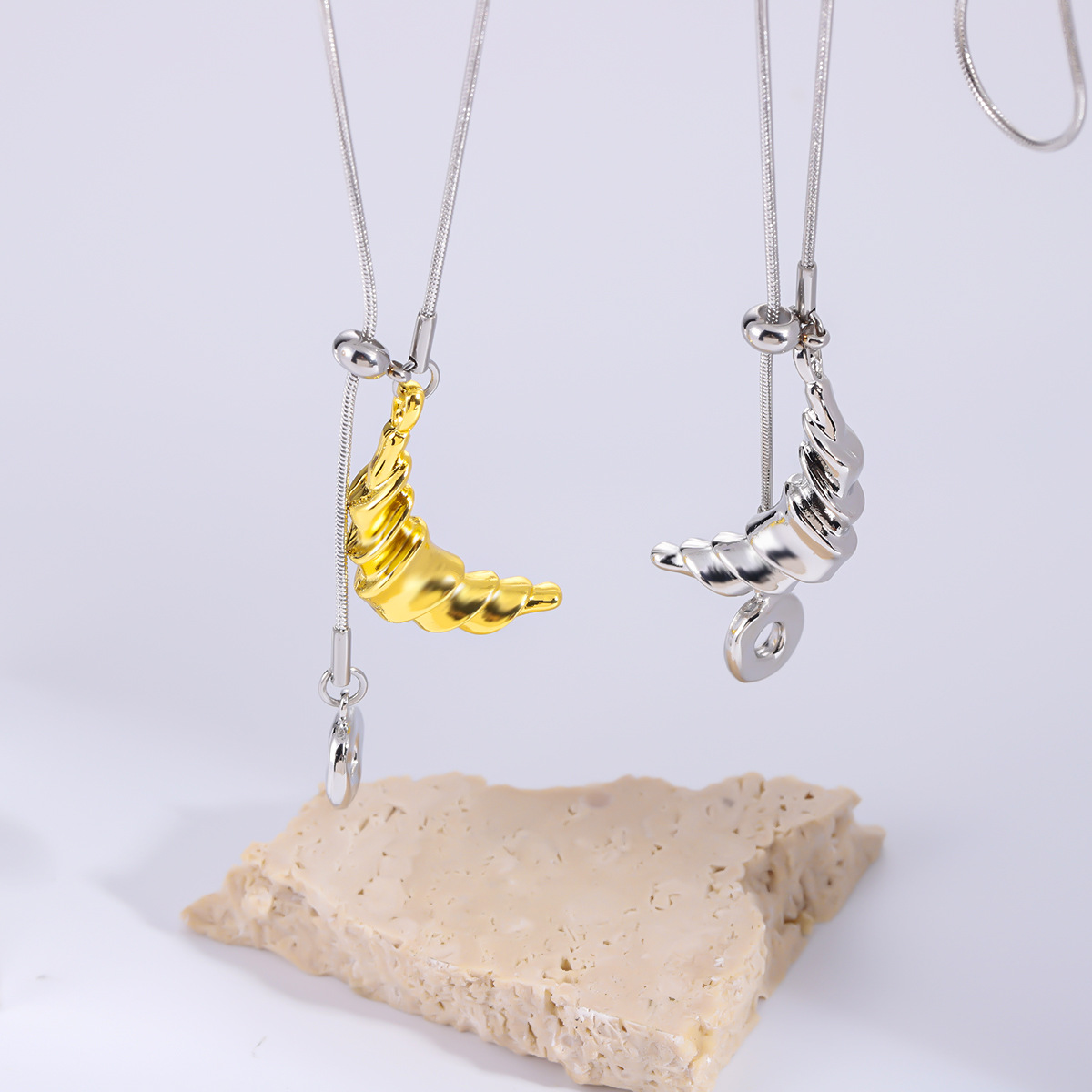 Plated Textured Moon Necklace, Minimalist Trendy All-Match Sweater Chain, Light Luxury Croissant Pendant For Women