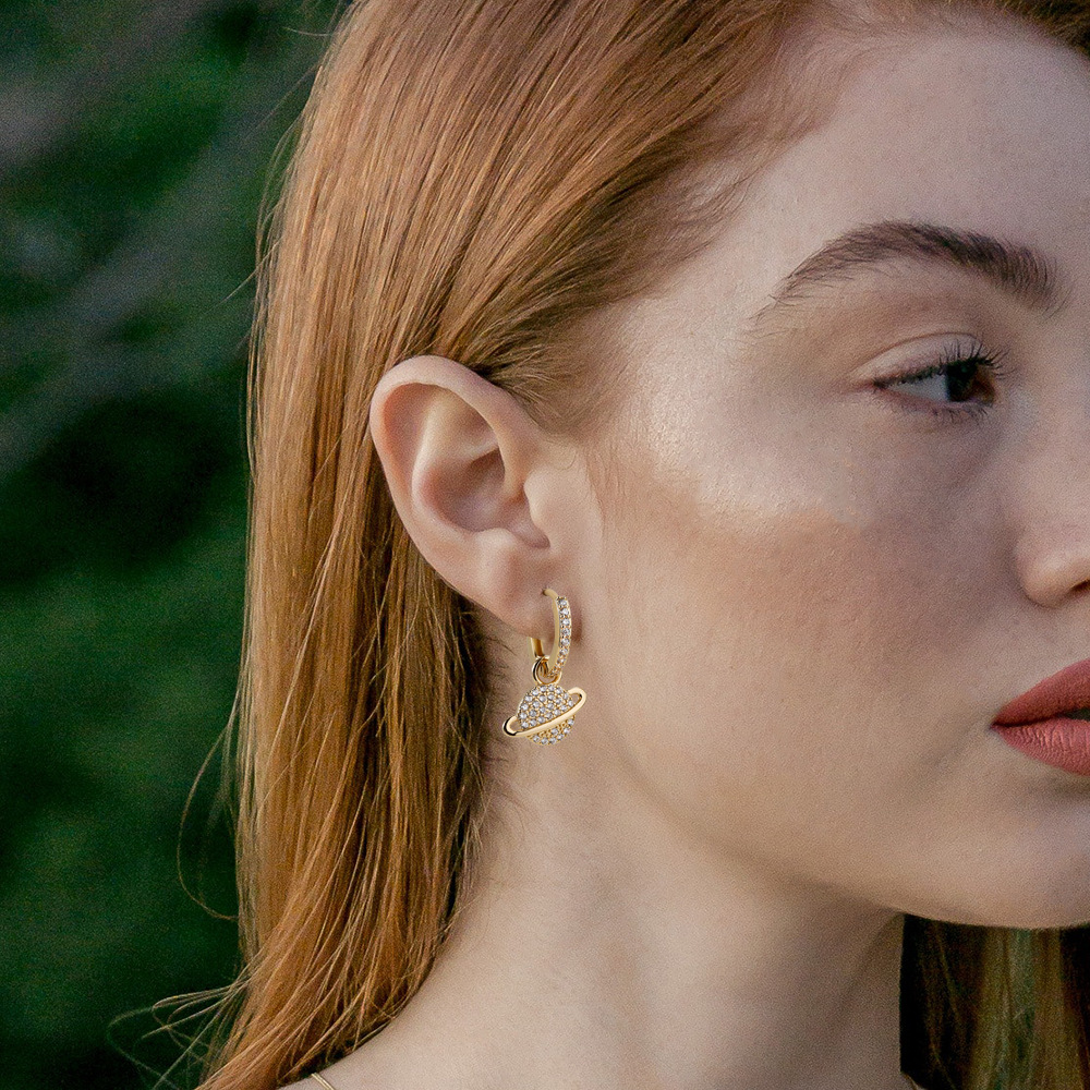 Delicate Copper Gold Plated Zircon Earrings