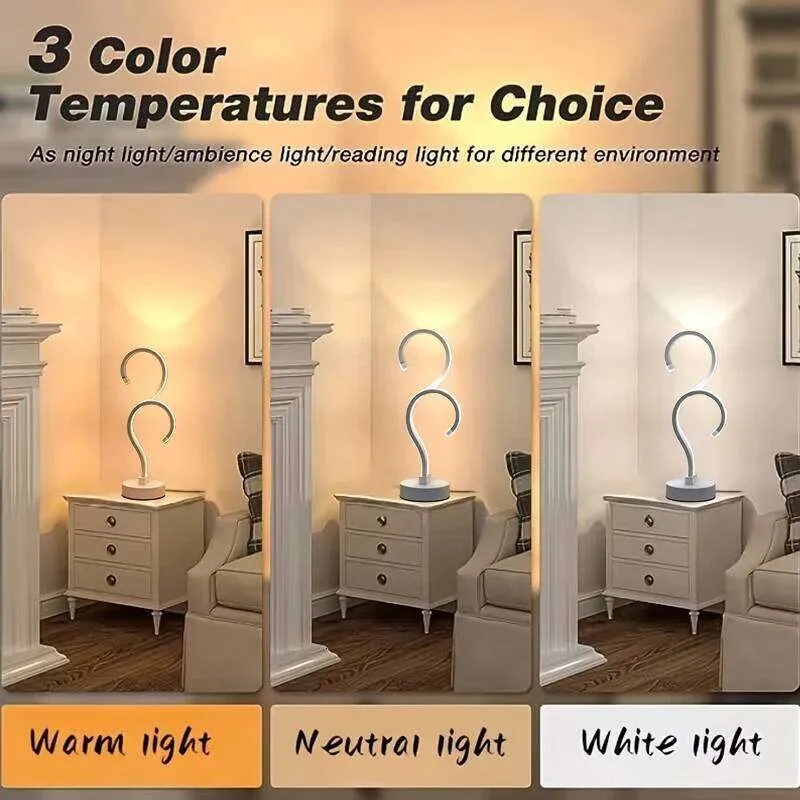 Creative Double Question Mark Elegant White Desktop Lamp, USB Power Supply - Three Color Lighting, Suitable For Bedroom — foto 3