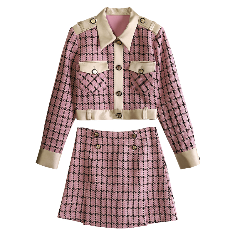 Small Wind Slim Skirt Plaid Suit Female